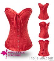 2014 Wholesale Hot red brocade sexy corset