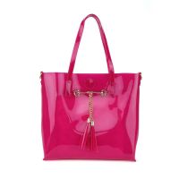 lady candy color natural rubber tote shopping handbag