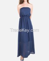 SSDR36- Strapless Maxi Dress Chiffon Blue