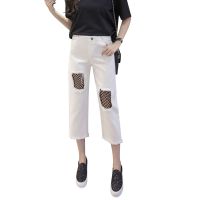 Fashion nine points cropped black grenadine cutting blank casual ladies pants trousers