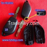 TD 1 button remote key shell fob case , replacement key blank for Peugeot