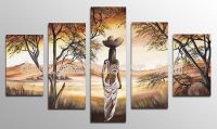 Hand-painted Stretched Read To Hang On Canvas Wall Art Abstract Modern Oil Painting Home African women 