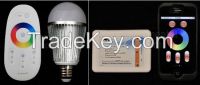 Set of Dimmable RGB LED Bulb E26 6W Light With RF Wireless Remote Controller From Thailand