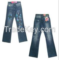 Womens Printed Denim Pant