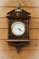 Wall wooden key box with clock.