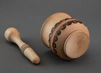 Wooden mortar and pestle for grinding spices From Ukraine