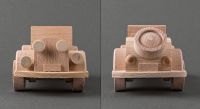 Wooden toy car made by hands.