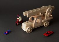 Children's wooden fire engine for play and creativity.