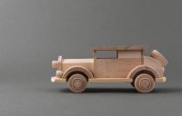 Wooden car made by hands.