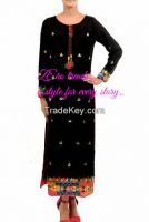 black kurti hand embroided with gotta work