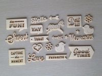 wood veneers/ die-cuts/ die-sentiments/wood clips