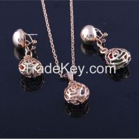 Girls Fashion Zinc Alloy Jewelry Set Water Drop Necklace and Earrings