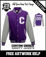 Men ladies youth customised with logo varsity jacket printed