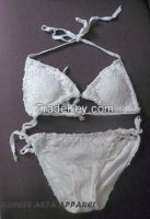 Sexy Bikini Snow White Crocheted Flower Flax