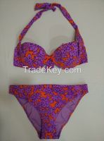 Sexy string bikini in flower pattern tropical hot style push up cup