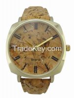 Women watches japan quartz movt wooden pattern strap