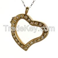 Fashion living glass lockets with floating charms for necklace