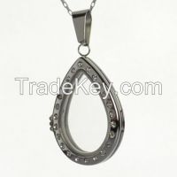 Wholesale living glass lockets with floating charms for necklace