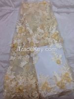 2017 New Arrival 3D design Embroidery Flower Bridal Lace Fabric Wholes
