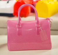 Transparent Shining Candy color Jelly Pillow-shaped shoulder handbag tote bag