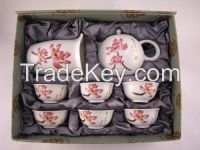 Pottery teapot and cups gift set