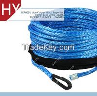 black Soft Eyelet Sleeve Blue Color Synthetic Winch Rope