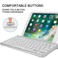 Ultra Slim Sliding Stand Universal Wireless Bluetooth Keyboard Compatible Apple iOS iPad Pro Mini Air iPhone, Android Galaxy Tab Smartphones, Windows PC