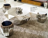 Hexagon stainless steel frame coffee table 