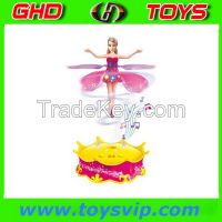 Fashional Girl's toys intelligent induction girl  beauty with Music & lighting/flying fairy with USB(hot sale)