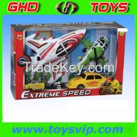 Pull power back Helicopter with Car set toy