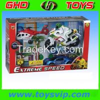 Pull power back Helicopter,Motorcyle with Car set toy