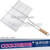 6-hamburger grilling basket with wood handle From China