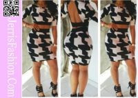 Two Pieces Printing Open Back Casual Dress