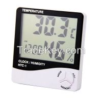 Large lcd digital thermometer hygrometer with clock