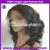 Golden Hair High Quality Virgin Remy Human Hair Glueless Full Lace Wig