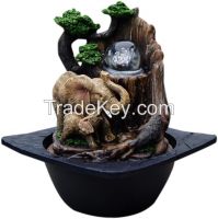 Elephant water fountain desk top fountain indoor polyresin water fountain animals home decor fountain