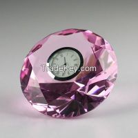 custom design crystal glass desk table clock for office table decoration