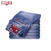 new style stone washing with whisker+sandblast men's jeans straight le