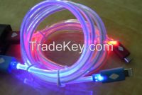 2015 NEW Light rainbow for iPhone 4S / iphone 5/ iphone 5s usb luminescence data line USB mobile phone charger with LED lamp