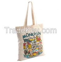 100% natural color long handle calico bags