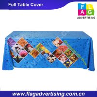 Factory custom Full Color Printed Polyester Table Cloth, Table Throw, Table Cover From China