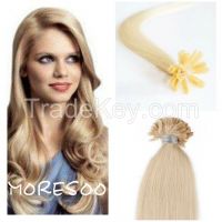 Platinum Blonde (#613) 100s Nail U Tip Straight Human Hair Extensions - 100% Remy Human straight hair extensions