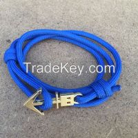 2015 new fashion rope wrap alloy anchor bracelet