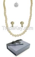 Cultured Cream Pearl 2 PCS set in Sterling Silver