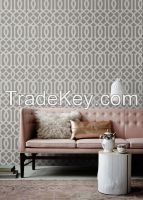 Self adhesive Removable wallpaper, tapestry - Trellis wallpaper pattern print - 102 GRAVEL/ SNOW