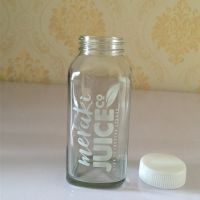 10oz french square glass juice bottle