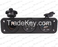 Dual USB Charger + Cigarette Lighter Socket