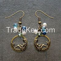 Retro Style Brass Alloy Owls Shape Hooped Earrings