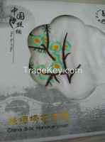 Silk Handkerchief With Manual Embroidery Of Wintersweet Pattern