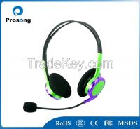 White headband wired stereo headset